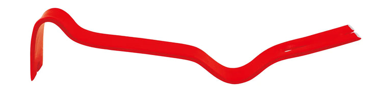 Photo of Craftsman red pry bar CMHT55525, side angle, steel tool for prying and nail removal.