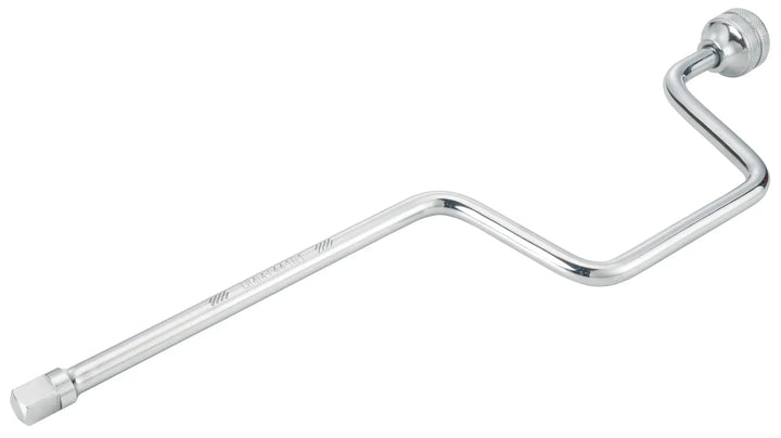 Photo of Craftsman chrome-plated offset bar wrench CMMT44161, top angle, with knurled handle grip.