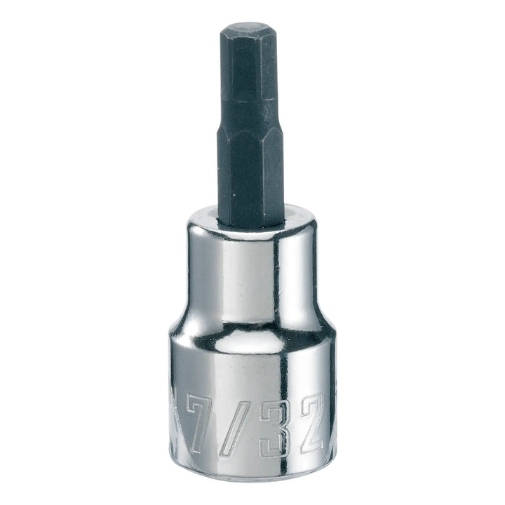 Photo of Craftsman hex bit socket, 7/32 size, chrome finish, SKU CMMT46662, tool category, front angle.